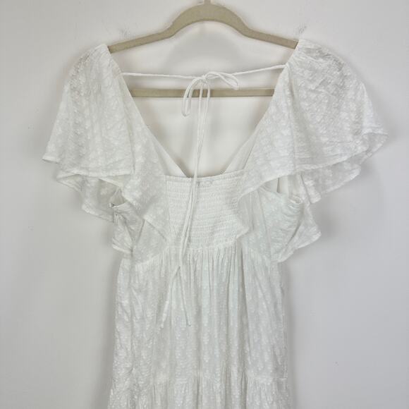 Madewell Tie Back Flutter Sleeve Tiered Midi Dress White Cottagecore US 00 NWT - Picture 12 of 16